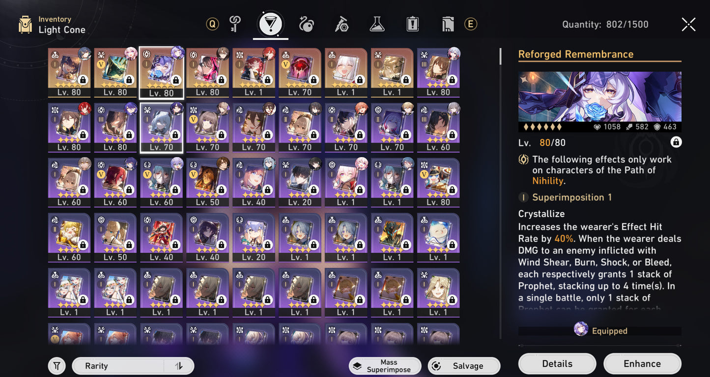 [Nivel 70] Ruan Mei + Black Swan + Cono + Anaxa + Acheron + Yunli + Cono + Argenti + Archer + Luocha + Topaz + Dr Ratio + Bailu + Bronya E2 + Welt E2 + Gepard + Himeko