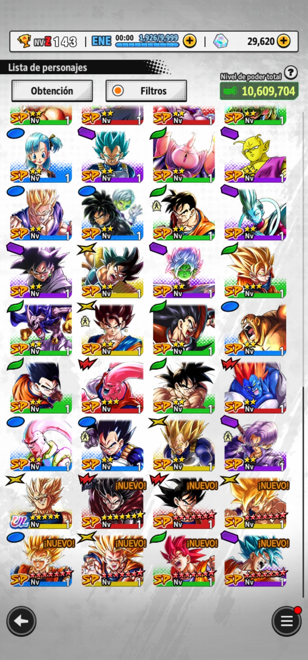 [Android] 29,560 Cronocristales 💎|  ⭐️ Majin Vegeta[ULTRA] | ⭐️ 4 Legends Limited | Dragon Ball: Legends Cuenta Reroll