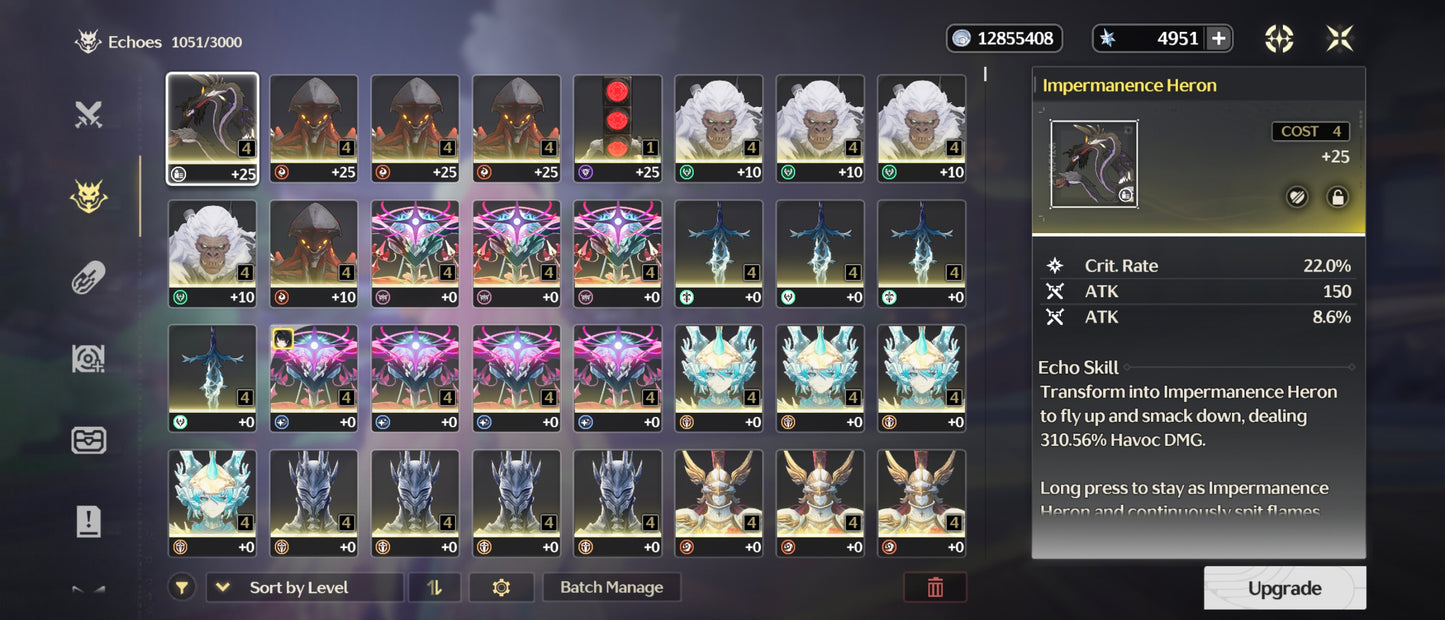 [Nivel 40+] 4,951 Astritas 💎+ Aemeath + Arma + Chisa + Arma + Lupa + Arma + Mornye