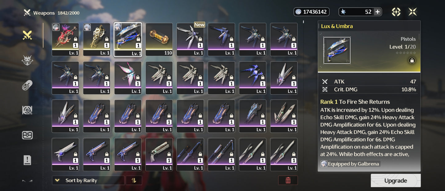 [Nivel 41] Galbrena + Arma + Phrolova + Arma + Zani + Arma + Phoebe + Verina C1 | Cuenta Reroll Wuthering Waves