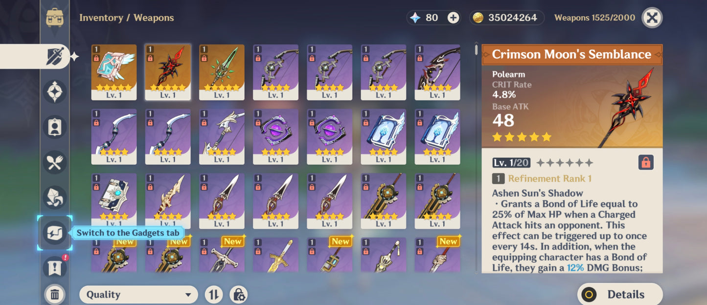 [Nivel 53] 235 Deseos 💎 |  Arlecchino + Arma #1 | Genshin Impact Cuenta Reroll