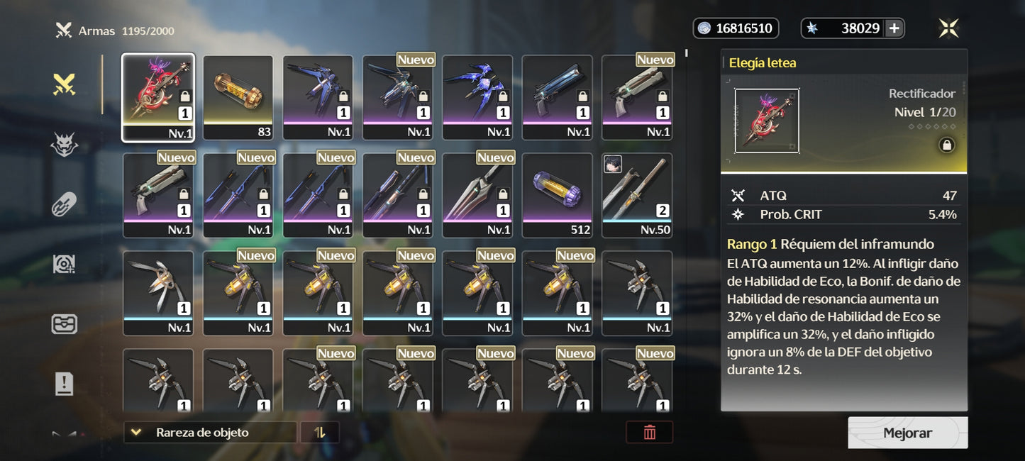 [Nivel 40] Cumpleaños Libre ✅ | 38029 Astritas 💎 |  ⭐ Phrolova + Arma | Wuthering Waves Cuenta Reroll