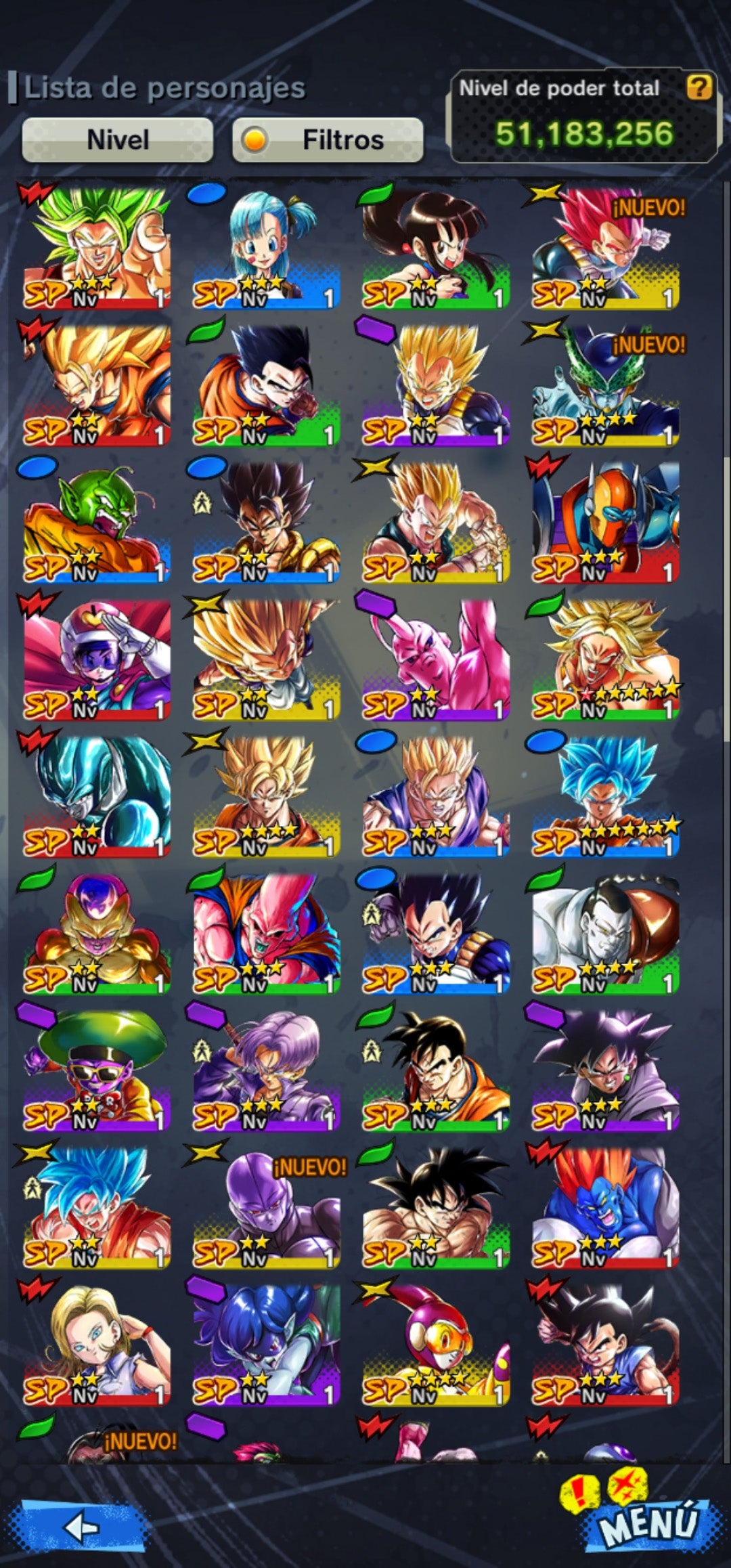 [Solo Android] ⭐️ CELL PERFECTO + 1 ESTRELLA ROJA (UL)⭐️ + 💎70,370 Cronocristales💎 + 6+ LL