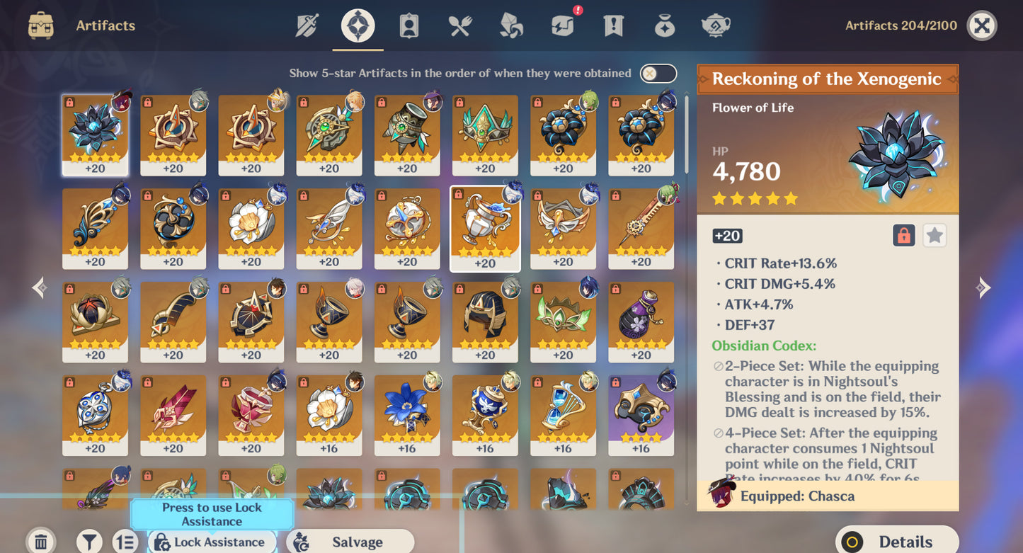[AR 55] ⭐️Clorinde R2 &nbsp;+ Alhaitham + Furina + Chasca + Kazuha + Mualani + Zhong Li + Qiqi C1 + Mona + Jean + Diluc&nbsp;