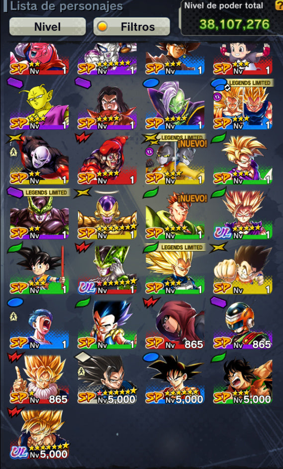 [Solo Android] ⭐️ CELL PERFECTO 1 ESTRELLA ROJA UL + GOHAN (CHICO) UL⭐️ + 💎56,696 Cronocristales💎 + 8 LL