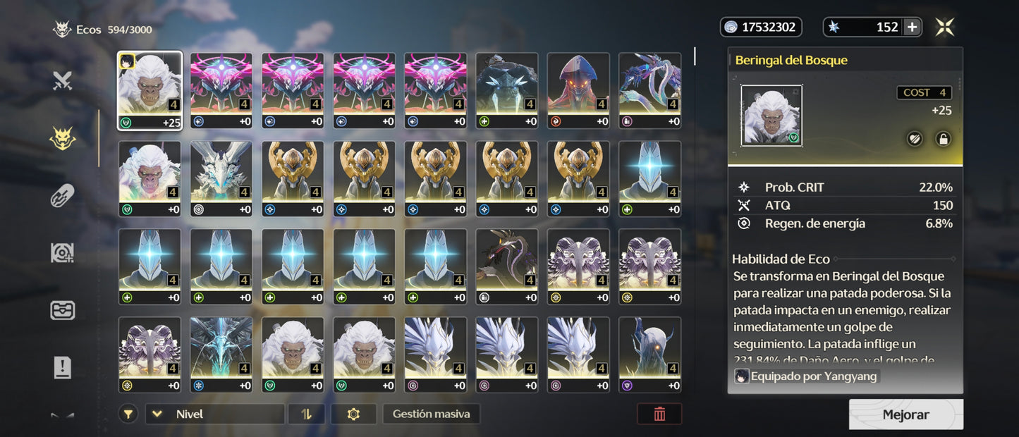 [Nivel 41] Cumpleaños Libre ✅ |⭐️Phrolova + Arma + Zani + Arma + Phoebe | Cuenta Reroll Wuthering Waves