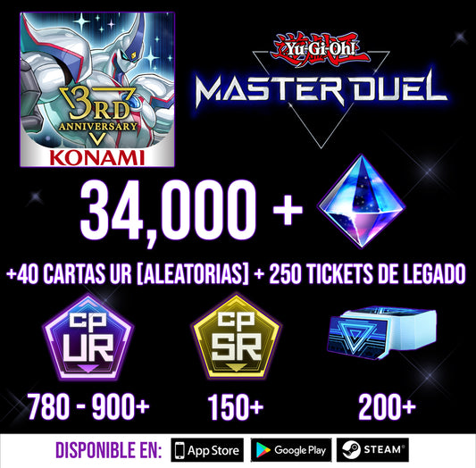 [Cuenta Inicial] +34000 Gemas , +780 - 900 UR CP , + 150 SR CP + 200 TIQUE DE LEGADO ╹Yu-Gi-Oh! Master Duel