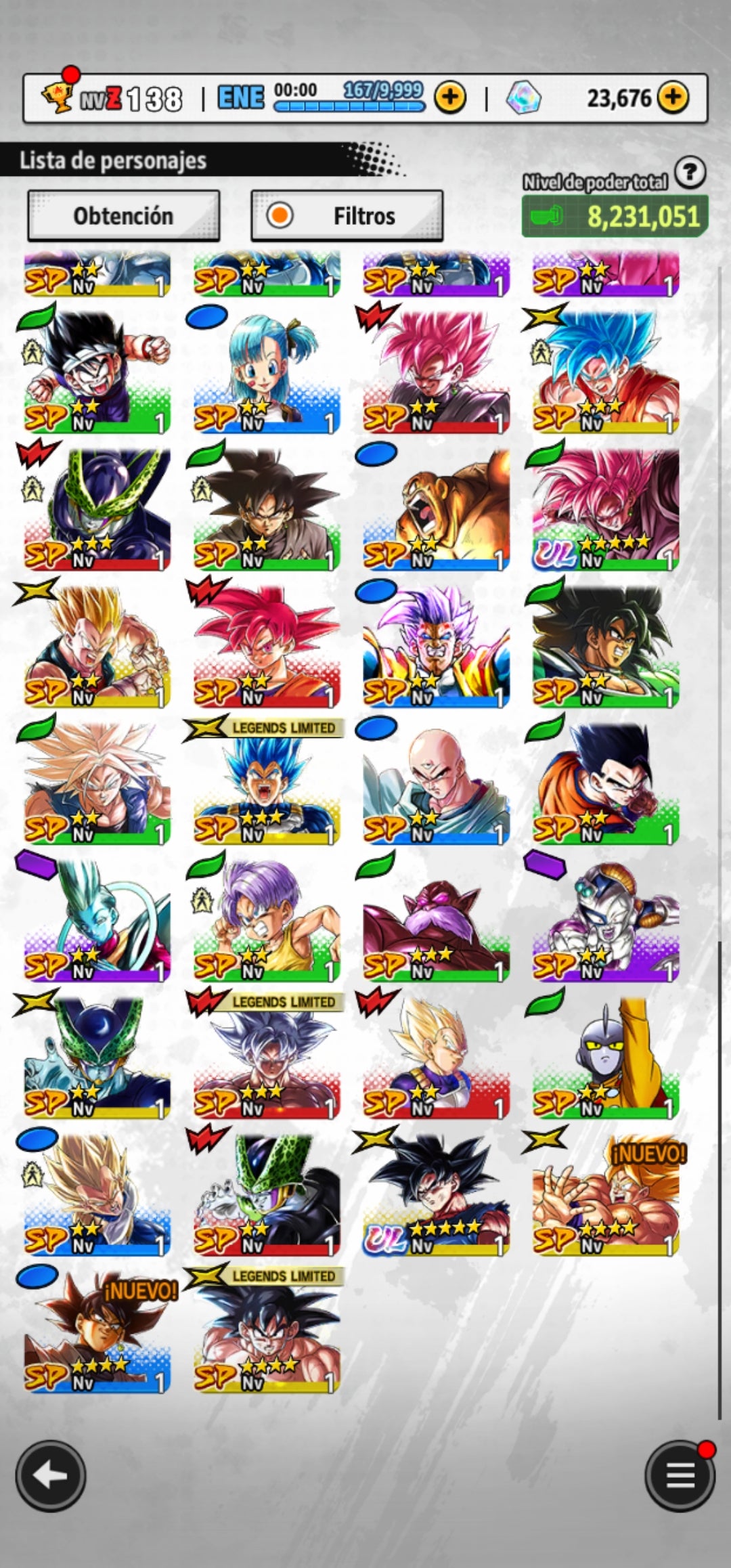 [Android] 23,676  Cronocristales 💎|  ⭐️ Majin Vegeta + Supersaiyajin rosa Goku Oscuro + Pre-ultrainstinto Goku[ULTRA] | ⭐️ 7 Legends Limited | Dragon Ball: Legends Cuenta Reroll