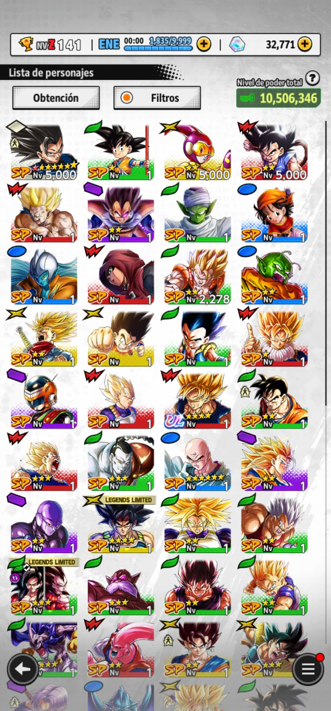 [Android] 32,771  Cronocristales 💎|  ⭐️ Majin Vegeta [ULTRA] | ⭐️ 4 Legends Limited | Dragon Ball: Legends Cuenta Reroll