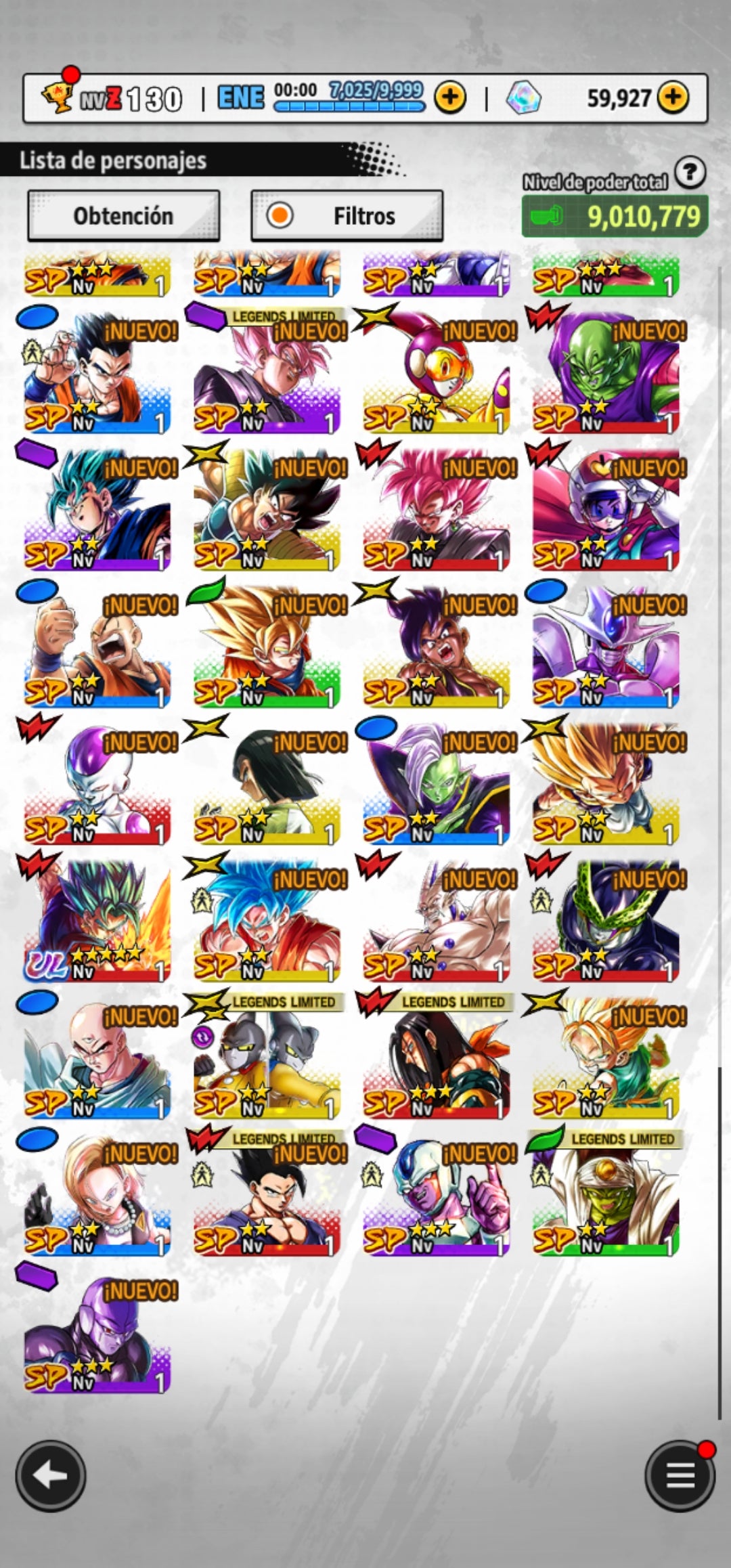 [Solo Android] ⭐️ SS GOD SS VEGITO (ULTRA)⭐️ + 💎59,927 Cronocristales💎 + 8 LL