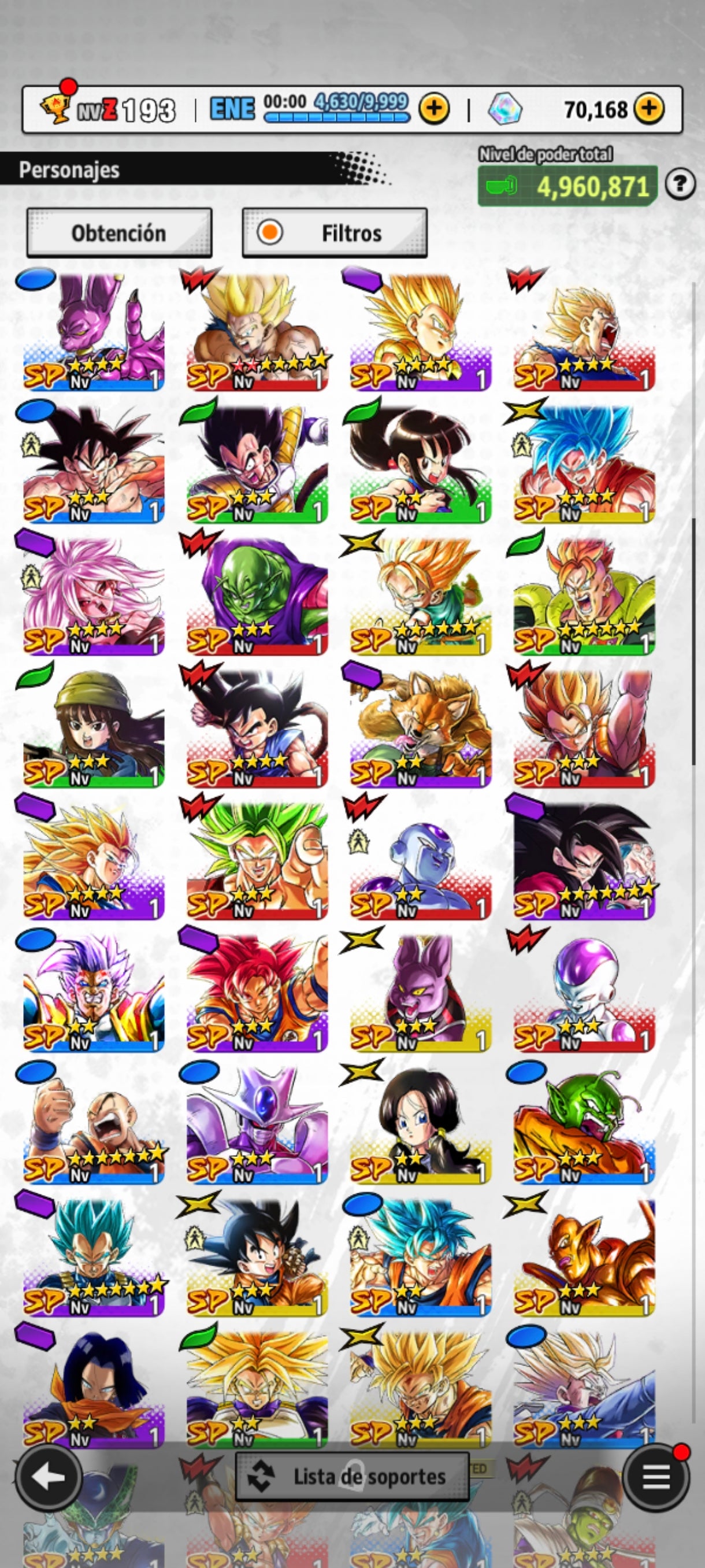 [Solo Android] ⭐️VEGETA SSJ4  (UL) + GOKU ULTRA INSTINTO (UL)⭐️ + 💎70,168 Cronocristales💎 + 12 LL