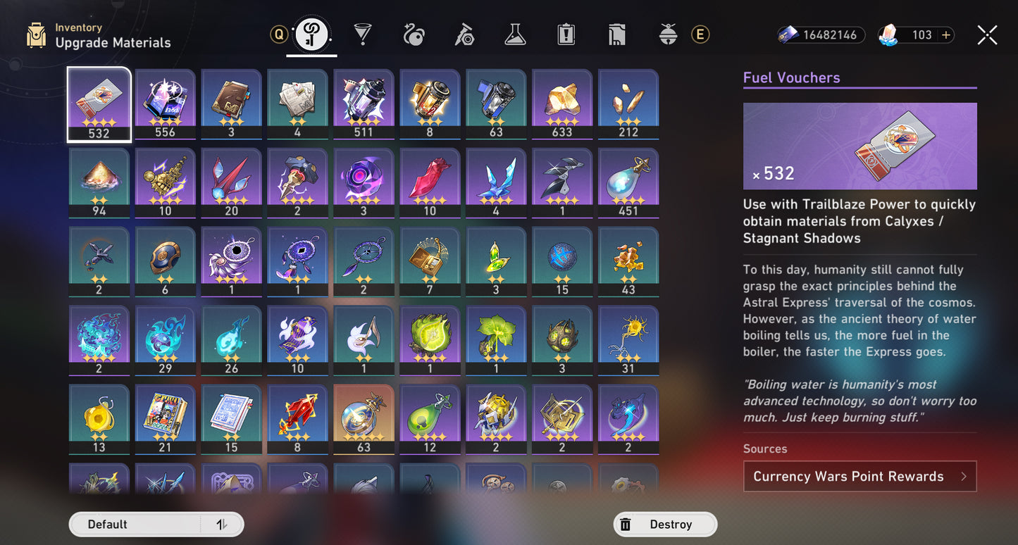 [2En1] Lv70|Yao Guang+Sparxie+Cono|SW Lv999+Cipher+Mydei+Herta+Acheron+Firefly+Aventurine+Evernight+Rappa+Gilgamesh+DH Terrae+Huohuo|RM E1+DH IL+Cono|Saber+Cono|Archer+Cono|Topaz+Ratio+Jing Yuan+Luocha+Fu Xuan