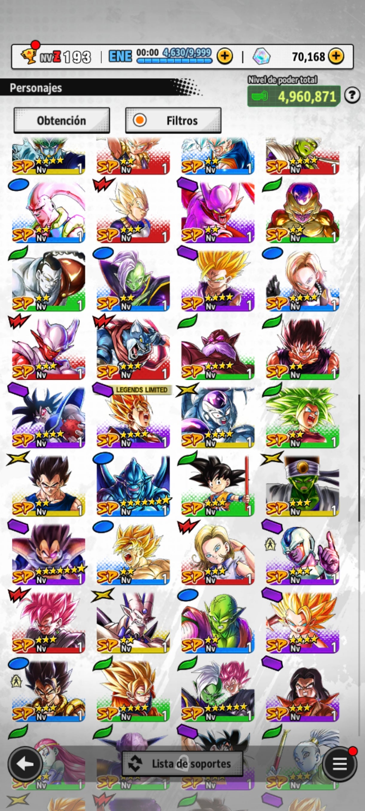 [Solo Android] ⭐️VEGETA SSJ4  (UL) + GOKU ULTRA INSTINTO (UL)⭐️ + 💎70,168 Cronocristales💎 + 12 LL