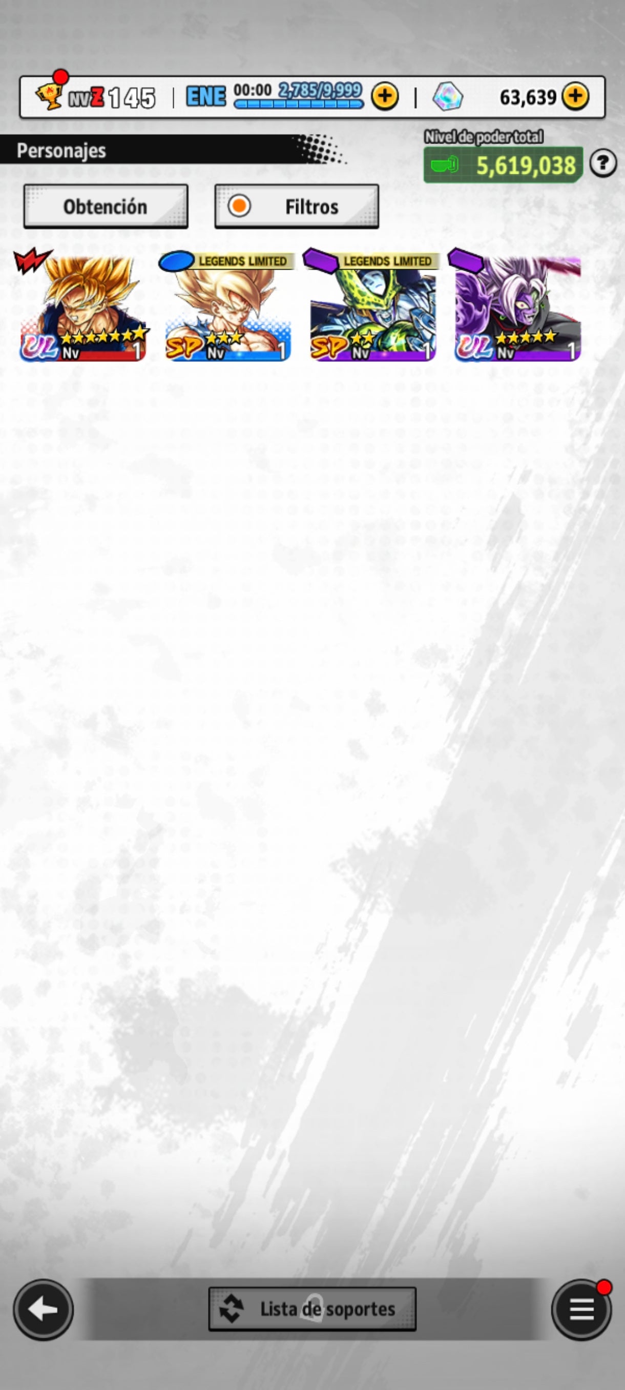 [Android] 💎 63,639 Cronocristales 💎| ⭐️ Zamasu fusionado [ULTRA] | Dragon Ball: Legends Cuenta Reroll