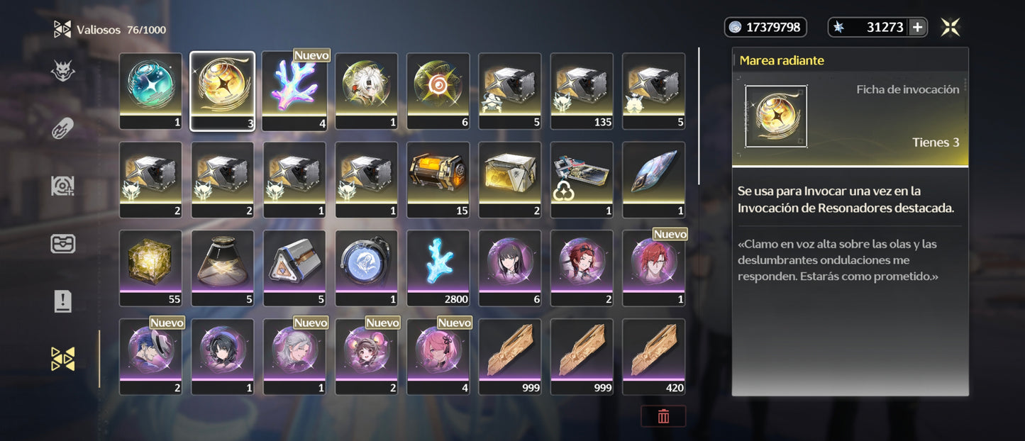 [Nivel 41] Cumpleaños Libre ✅ |⭐️Iuno + Arma + Ciaccona + Arma + 💎31273 Astritas💎| Cuenta Reroll Wuthering Waves