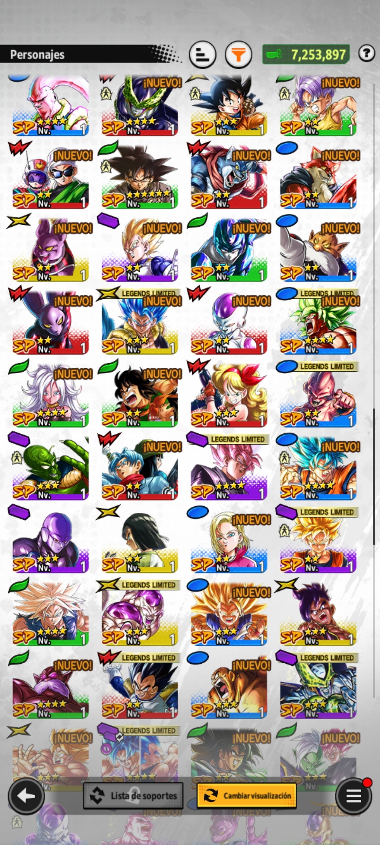 [Solo Android] ⭐️ 5 PERSONAJES ULTRA — SS Dios SS Vegetto + Pre-Ultra Instinto Goku + Golden Freezer + Cell Perfecto + Mitad Corrupto Zamasu fusionado + 21 Legends Limited