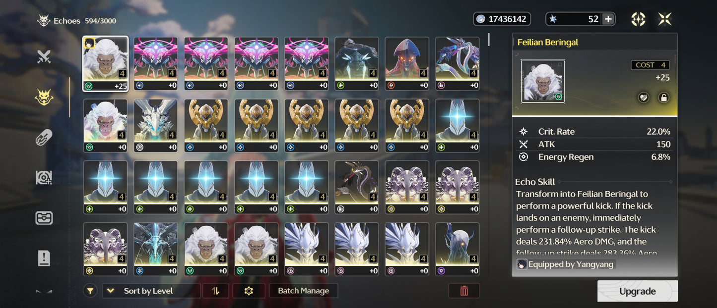 [Nivel 41] Galbrena + Arma + Phrolova + Arma + Zani + Arma + Phoebe + Verina C1 | Cuenta Reroll Wuthering Waves