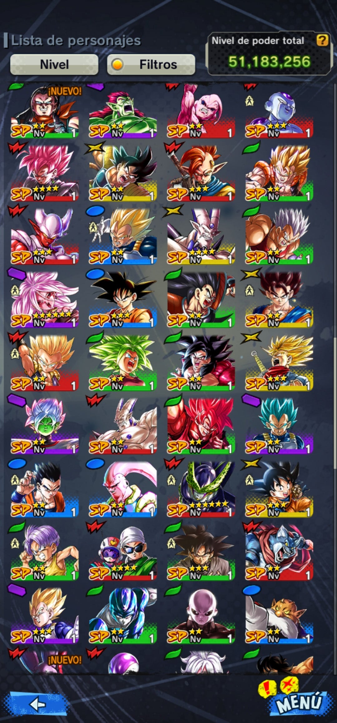 [Solo Android] ⭐️ CELL PERFECTO + 1 ESTRELLA ROJA (UL)⭐️ + 💎70,370 Cronocristales💎 + 6+ LL