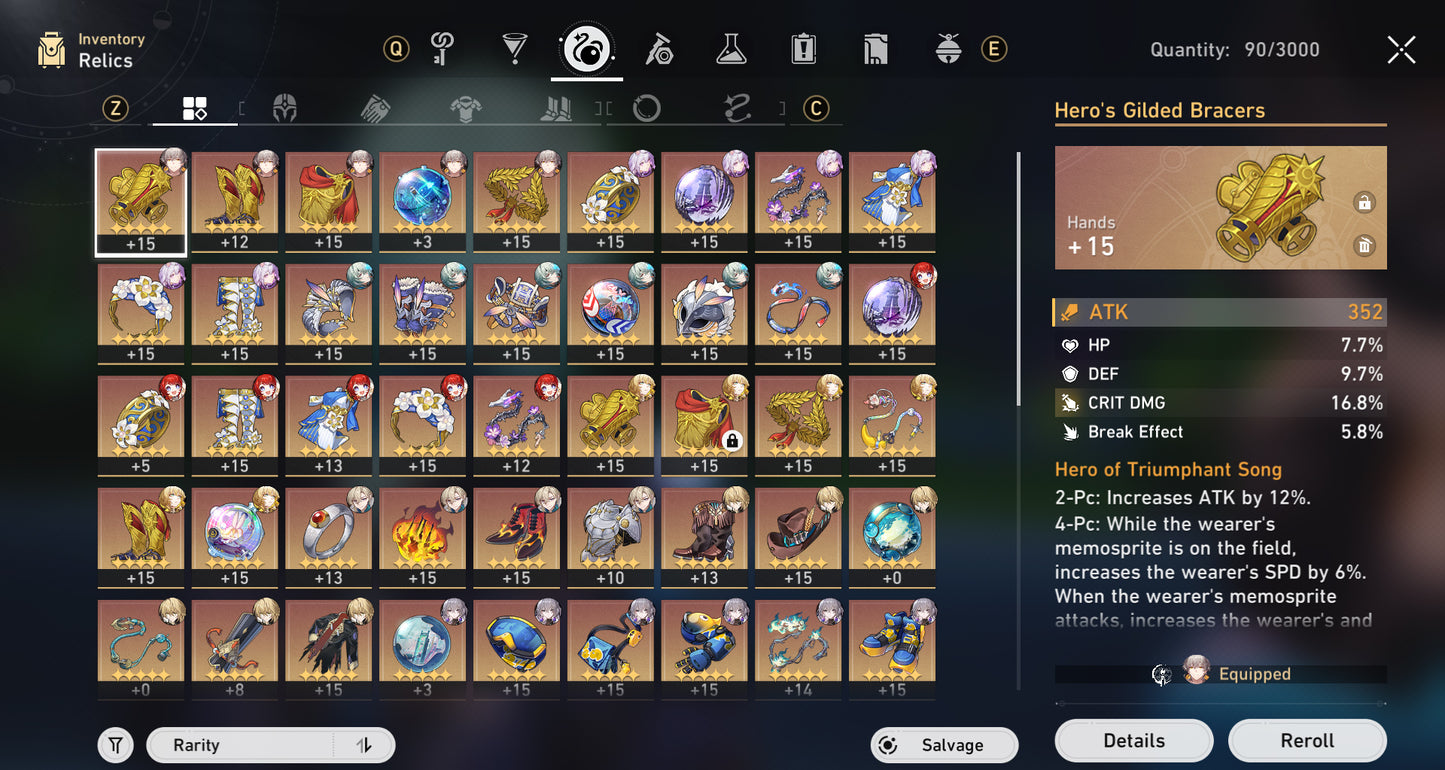 [Nivel 63] Tribbie + Anaxa + Cono + Castorice + Aventurine + Aglaea + Blade + Cono + Luocha + JingYuan + Dr Ratio + Archer + Bronya + Clara + Welt + Bailu + Conos Permanentes