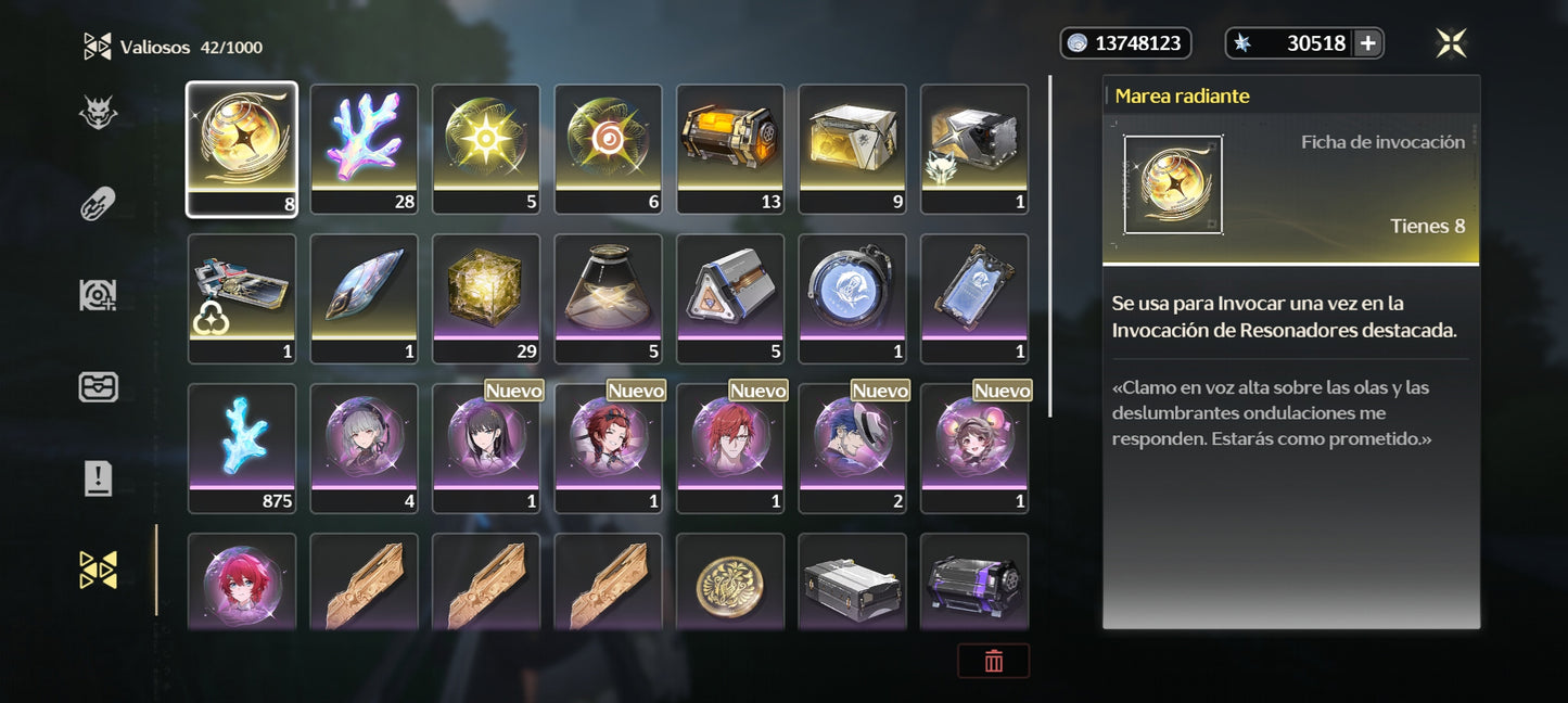 [Nivel 40] Cumpleaños Libre ✅ | 30518 Astritas 💎 |  ⭐ Phrolova + Arma + Shorekeeper | Wuthering Waves Cuenta Reroll