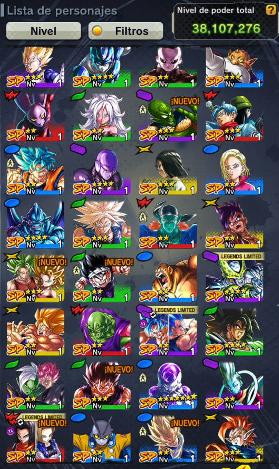[Solo Android] ⭐️ CELL PERFECTO 1 ESTRELLA ROJA UL + GOHAN (CHICO) UL⭐️ + 💎56,696 Cronocristales💎 + 8 LL