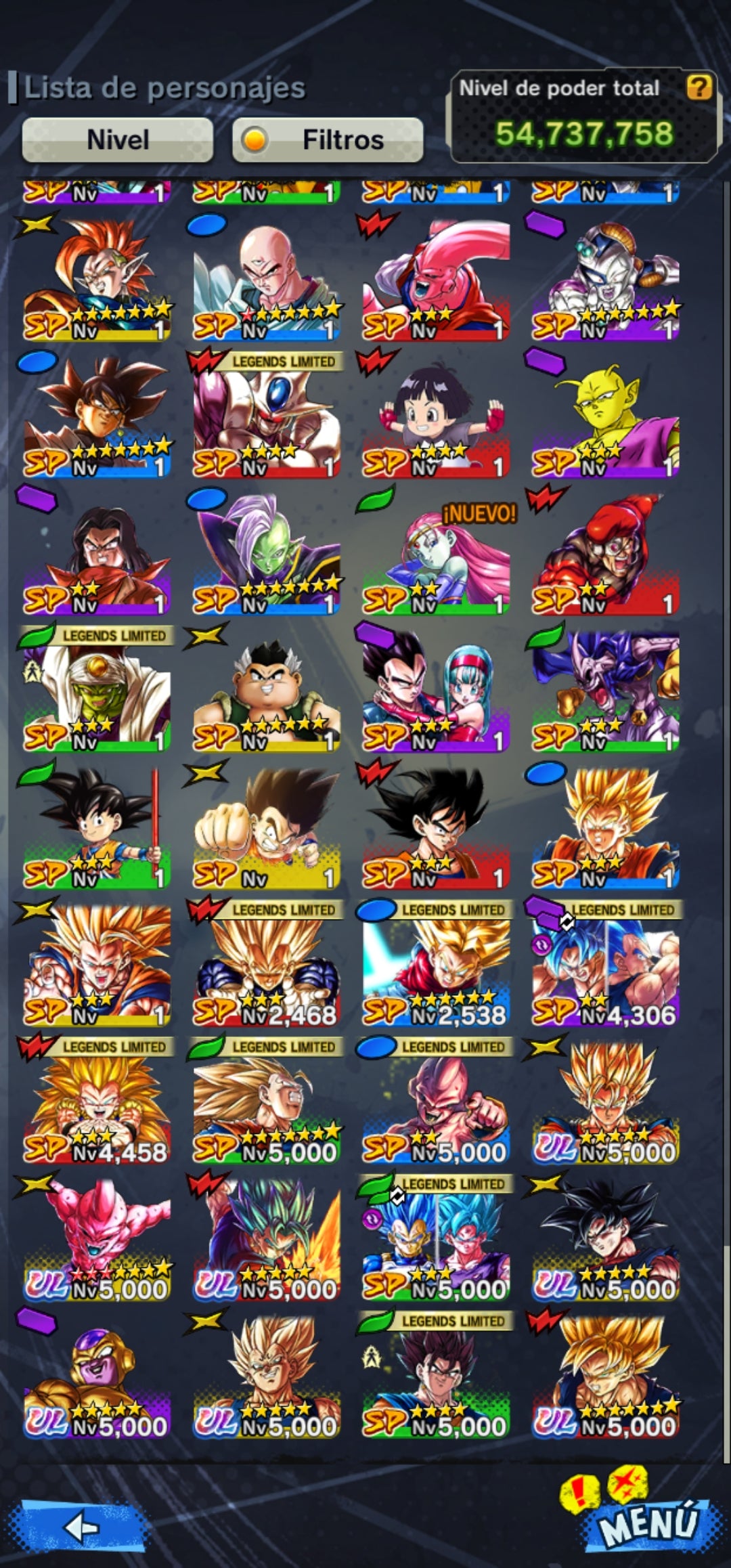 [ANDROID / IPHONE] ⭐️6 ULTRAS ⭐️Super Saiyan GOD SS Vegetto + Super Vegetto + Majin Vegeta + Pre Ultrainstinto Goku + Golden Freezer + Majin Buu puro 3 estrellas rojas +  23 LEGENDS LIMITED⭐️