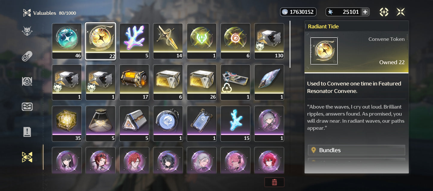 [Nivel 40] 25,101 Astritas 💎 | Qiuyuan + Arma | Wuthering Waves Cuenta Reroll