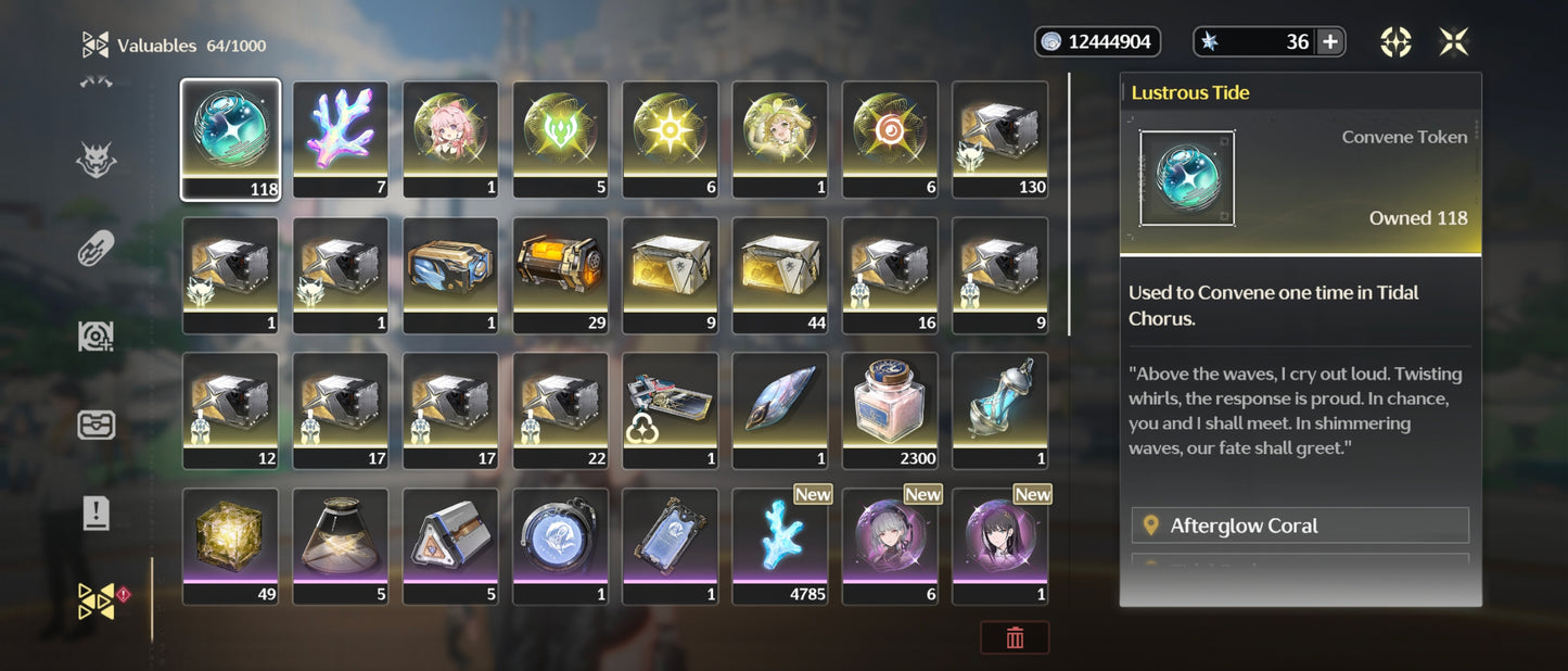 [Nivel 47] Mornye + Augusta + Arma + Iuno + Arma | Wuthering Waves Cuenta Reroll