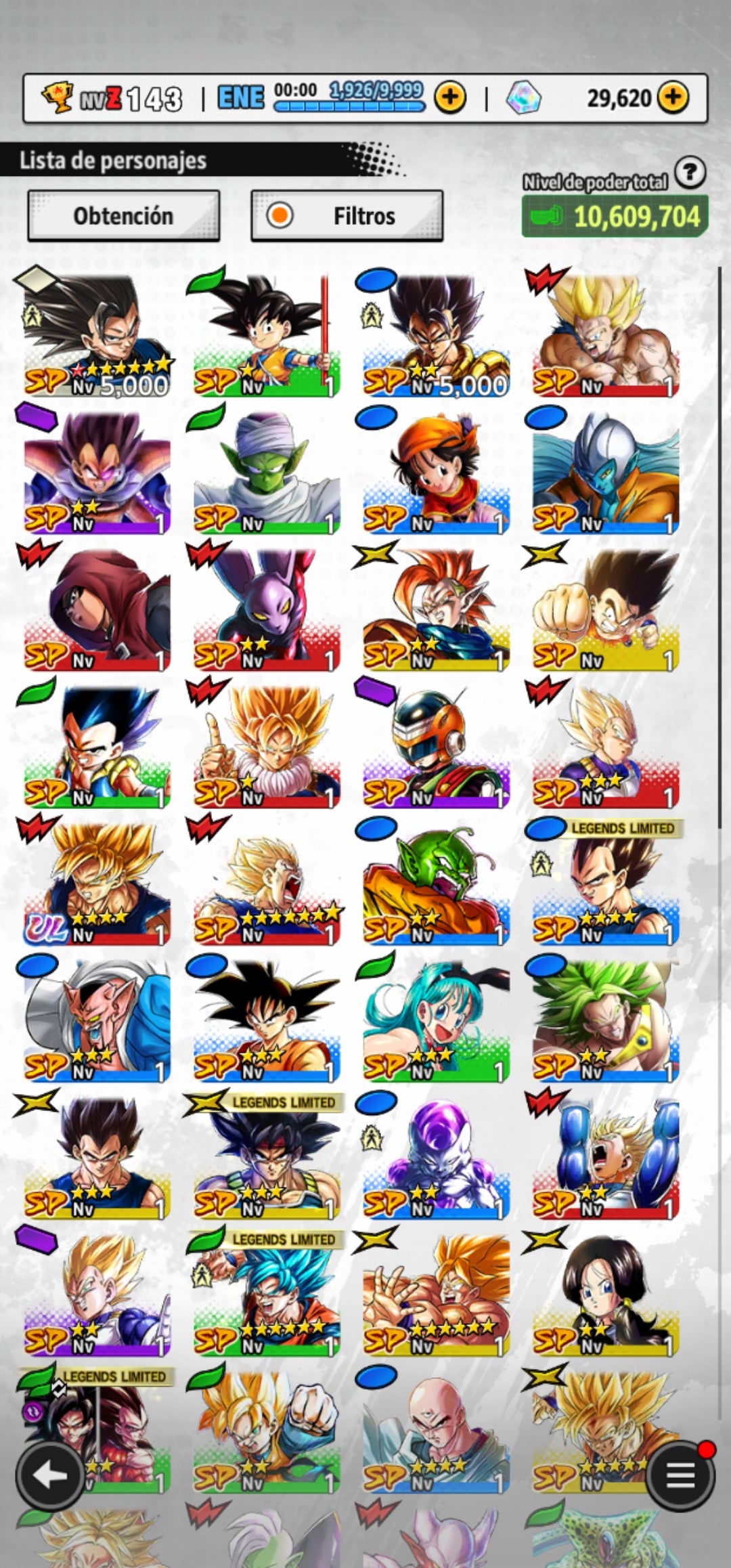 [Android] 29,560 Cronocristales 💎|  ⭐️ Majin Vegeta[ULTRA] | ⭐️ 4 Legends Limited | Dragon Ball: Legends Cuenta Reroll