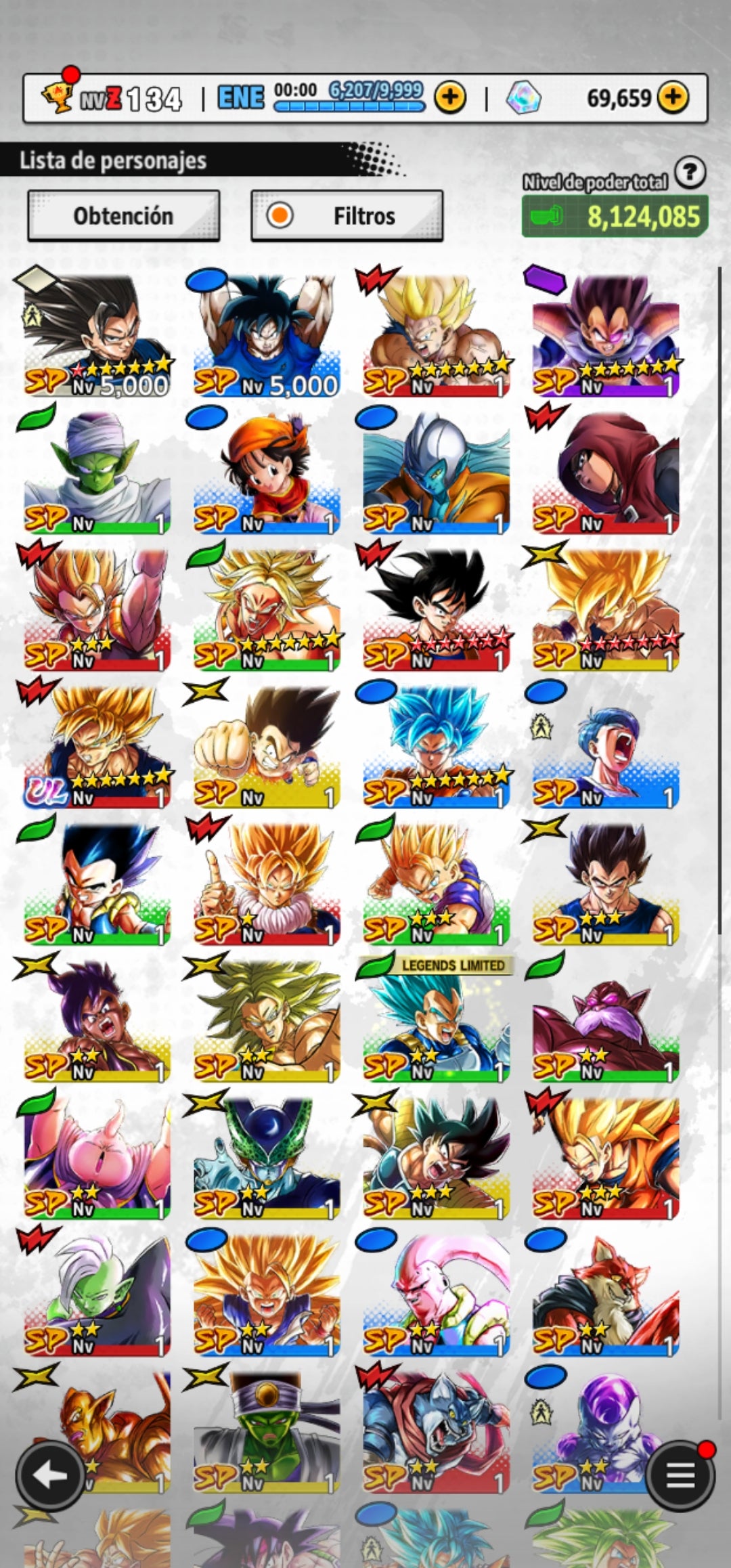 [Android] 69,659 Cronocristales 💎|  ⭐️ Pre-ultrainstinto Goku [ULTRA] | ⭐️ 2 Legends Limited | Dragon Ball: Legends Cuenta Reroll