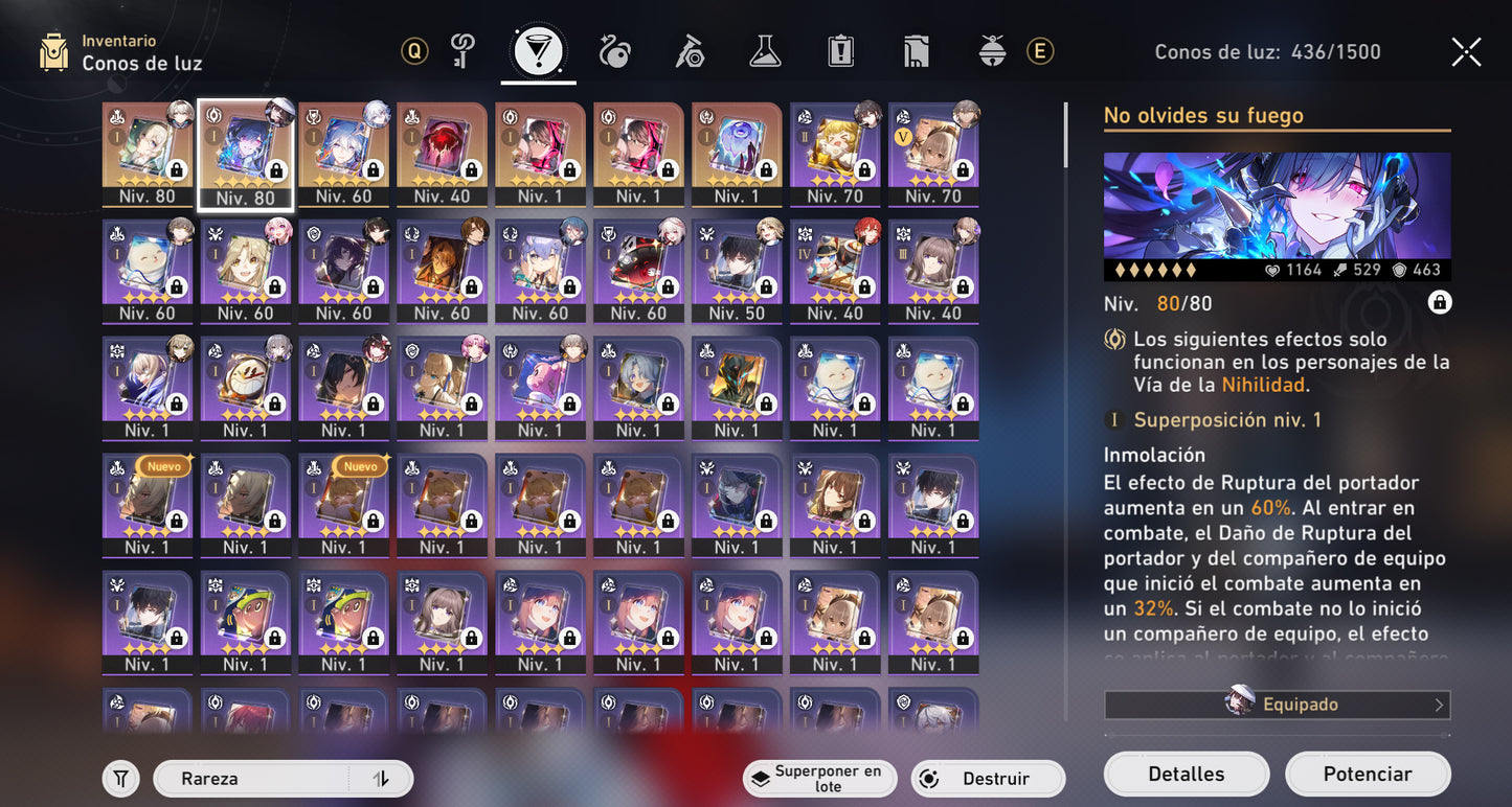 NA[Lvl 66 + Cumpleaños Libre] Luciérnaga E1 + Cono , Yao Guang + Cono + Chispa + Cono , La Dalia + Cono , Sparkle + Ruan Mei + Archer + Huohuo + Fu Xuan E1 + Bronya