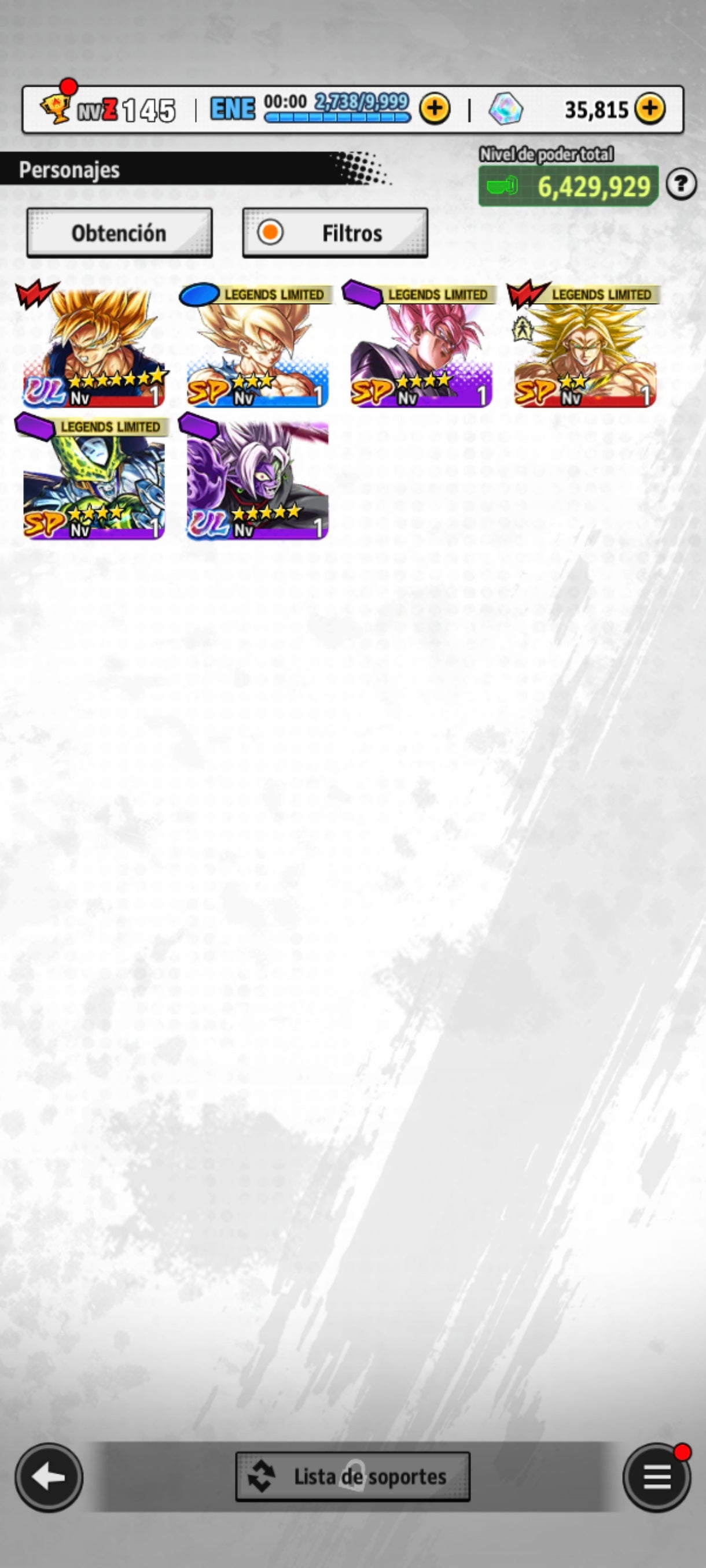 [Android] 💎 35,815 Cronocristales 💎| ⭐️ Zamasu fusionado [ULTRA] | Dragon Ball: Legends Cuenta Reroll