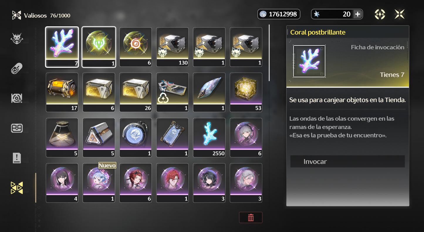 [Nivel 41] Qiuyuan + Arma , Mornye + Augusta + Calcharo | Wuthering Waves Cuenta Reroll