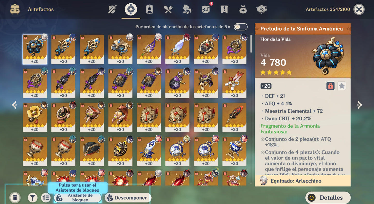 [Nivel 57] Ayaka + Skin⭐ , Zhongli , Kazuha , Yelan , Arlecchino , Nahida , Venti , Hu Tao , Jean C1 , Diluc C2 , Mona , Tighnari , Dehya | 7 Armas 5⭐| SERVER AMERICA|Cuenta Genshin Impact
