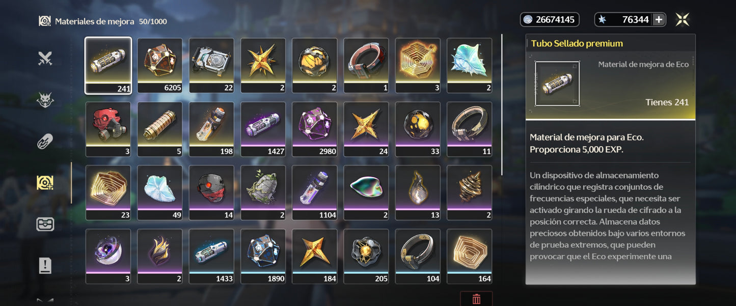 [Nivel 45] Cumpleaños Libre ✅ |💎 140 Marea Lustrosa + 61 Marea Radiante + 30 Marea Forjada + 76344 Astritas 💎 | Cuenta Reroll Wuthering Waves