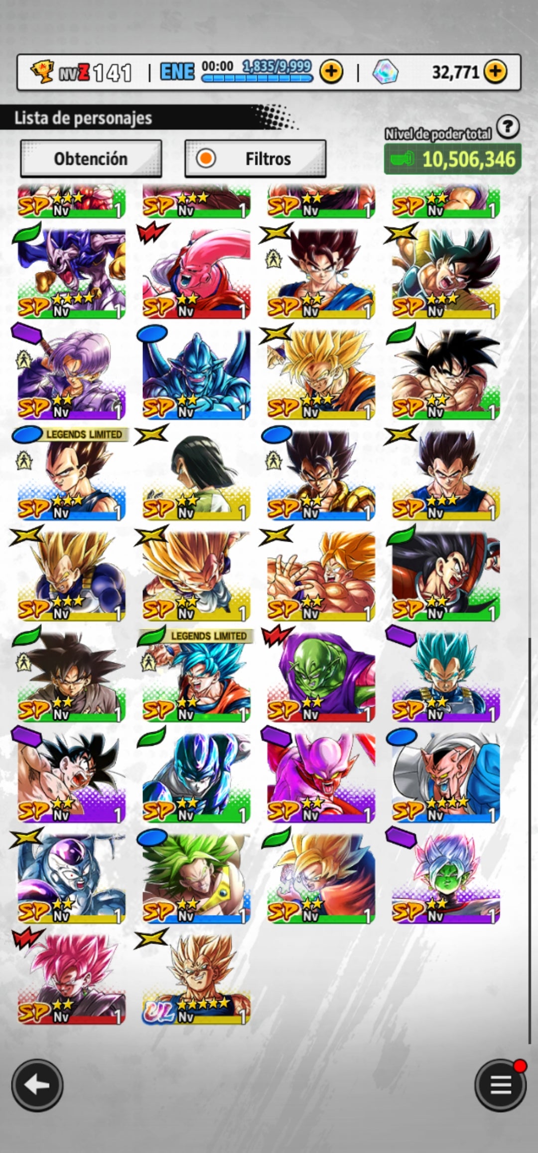 [Android] 32,771  Cronocristales 💎|  ⭐️ Majin Vegeta [ULTRA] | ⭐️ 4 Legends Limited | Dragon Ball: Legends Cuenta Reroll