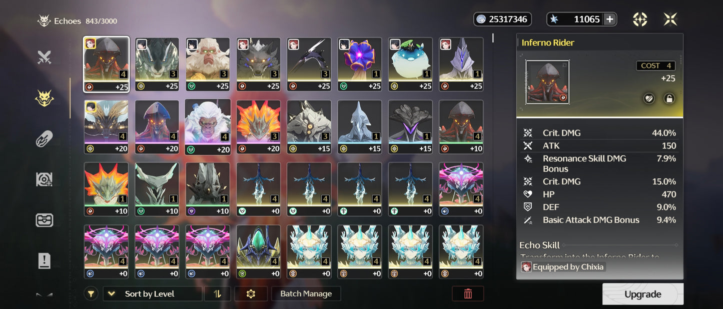 [Nivel 49] 11,065 Astritas 💎+ Aemeath + Arma + Augusta R1 + Arma + Mornye + Lynae + Iuno