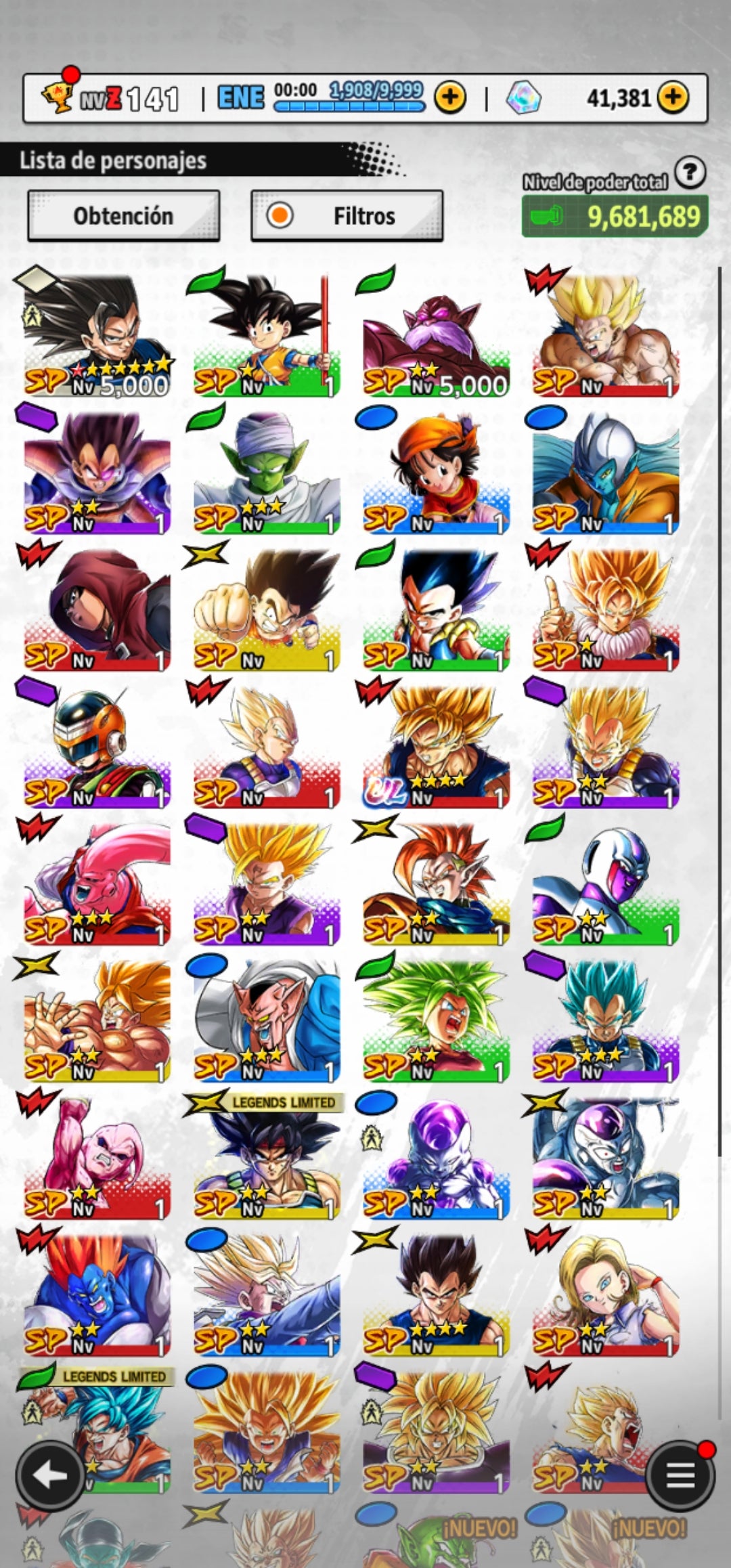 [Android] 41,381  Cronocristales 💎|  ⭐️ Majin Vegeta [ULTRA] | ⭐️ 2 Legends Limited | Dragon Ball: Legends Cuenta Reroll