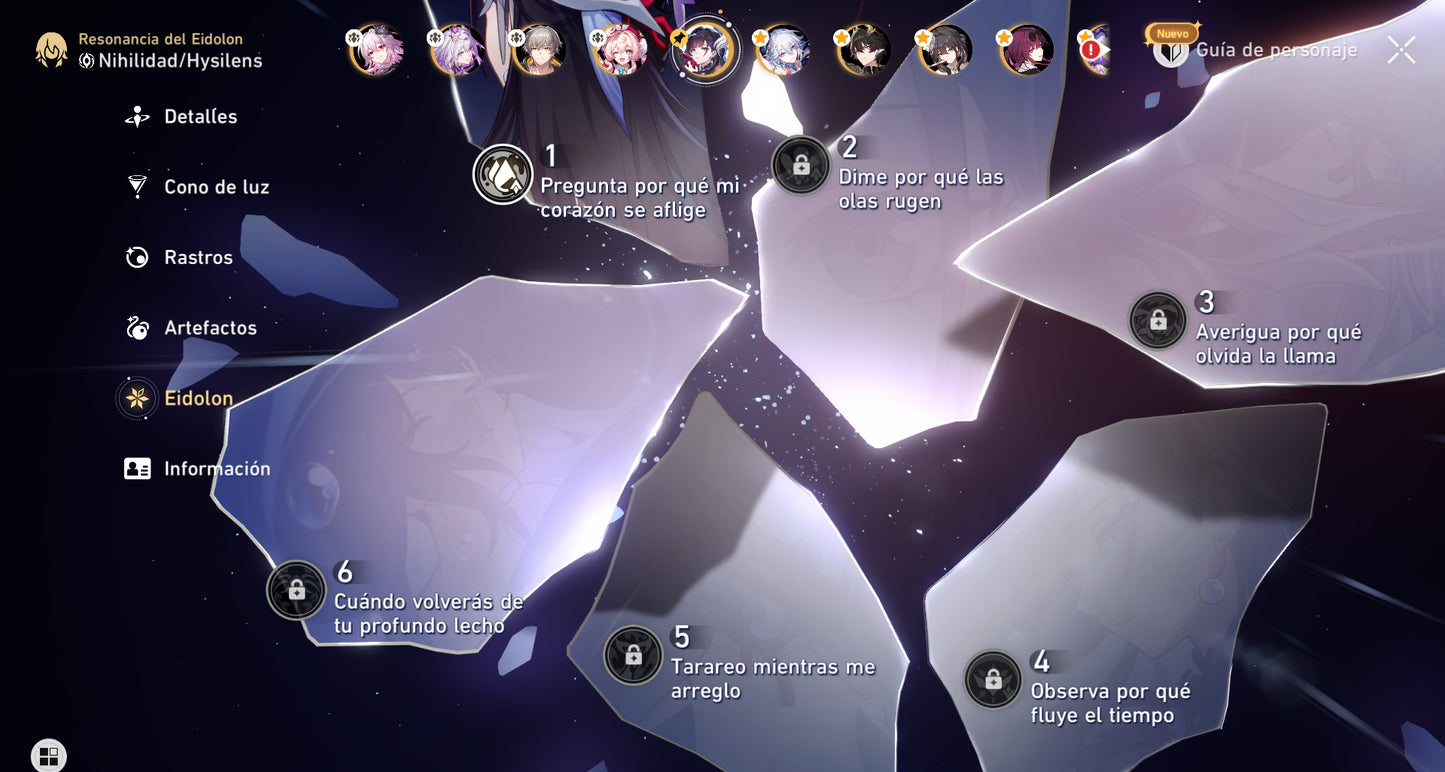 NA[Lvl 70 + Cumpleaños Libre] Yao Guang E1 + Cono , Mortenax Blade + Cono , Hyacine + Cono , Castorice + Cono , Larganoche E1 + Cono , Hysilens E1 + Cono , Cisne Negro + Cono , Ruan Mei + Archer + Huohuo + Kafka + Dan Heng Permansor Terrae + Gilgamesh +