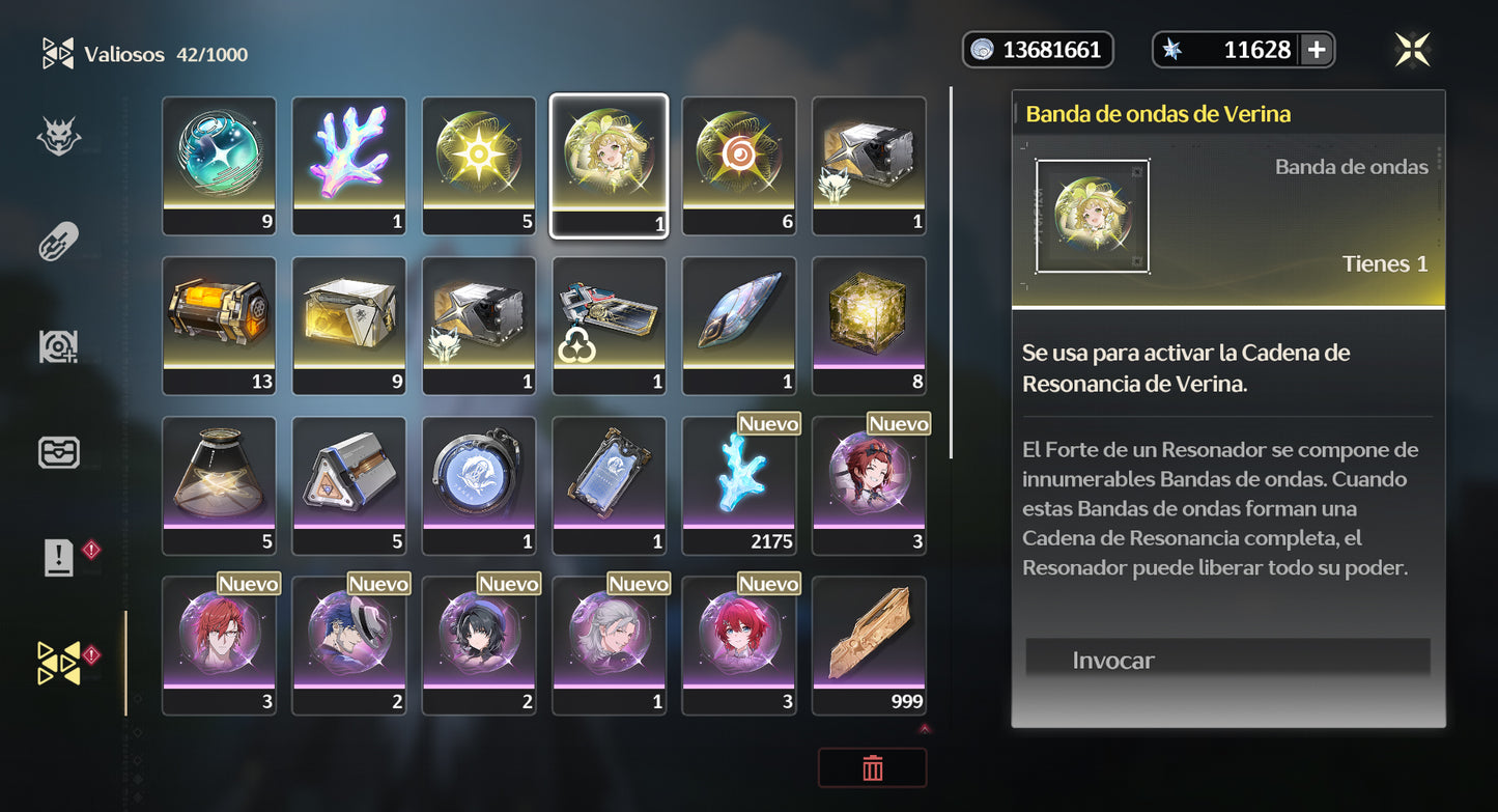 [Nivel 39] Cumpleaños Libre ✅ | 11628 Astritas 💎 |  ⭐ Zani + Arma + Carlotta + Verina R1  | Wuthering Waves Cuenta Reroll