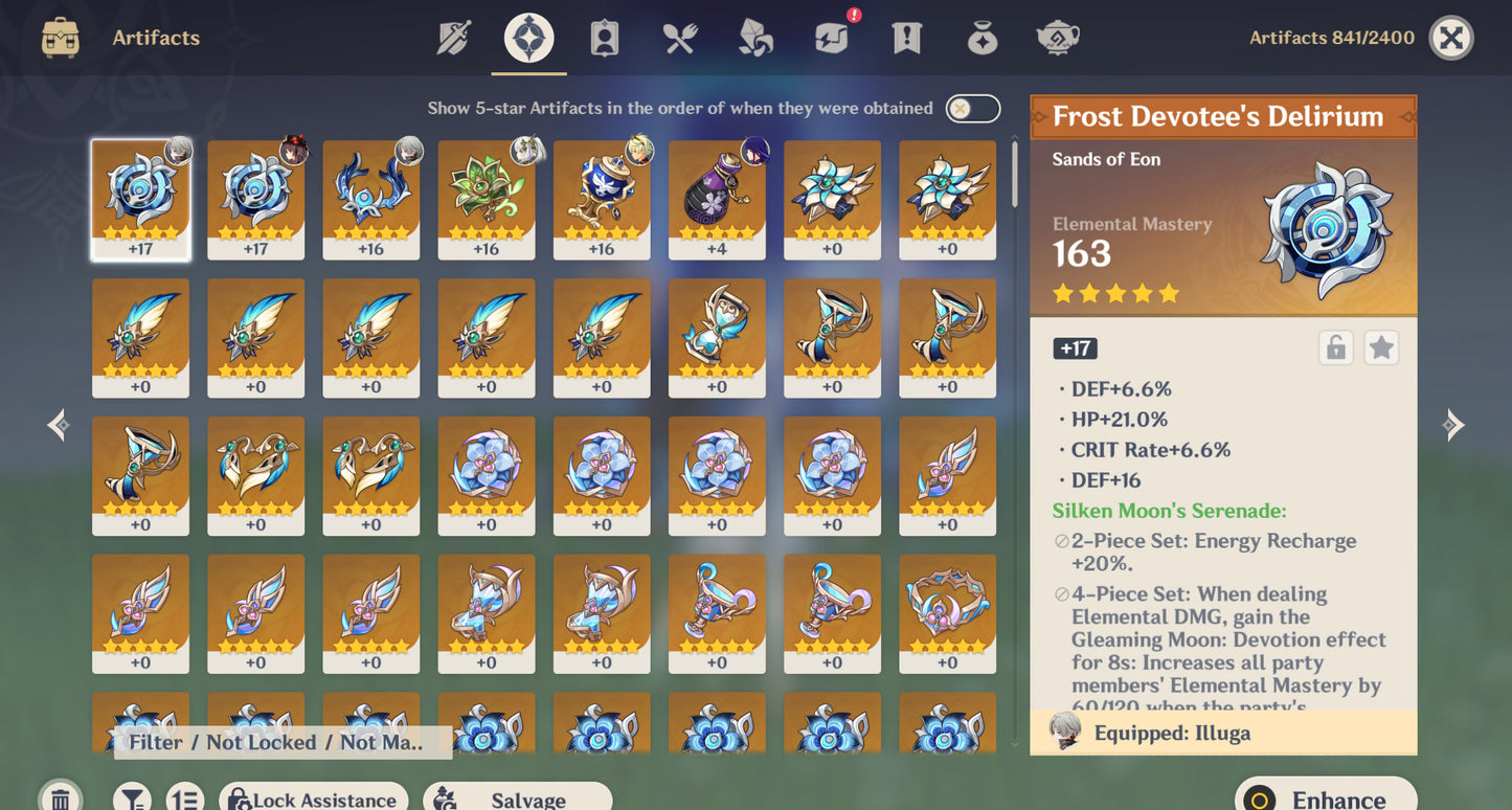 [Nivel 58] ⭐️ Zibai + Zhong Li + Kazuha + Flins (+ Arma) + Raiden Shogun + Alhaitham (+Arma) + Furina C1 + Yelan + Arlecchino + Hu Tao C1 (+Arma) + Nahida