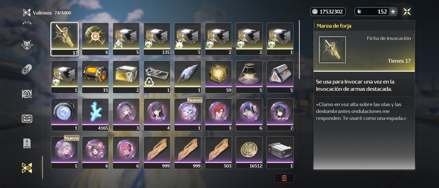 [Nivel 41] Cumpleaños Libre ✅ |⭐️Phrolova + Arma + Zani + Arma + Phoebe | Cuenta Reroll Wuthering Waves
