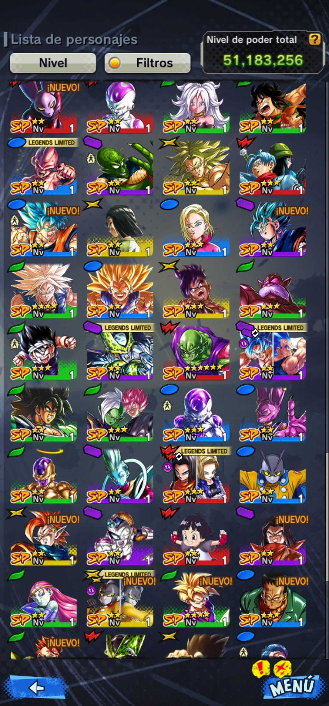 [Solo Android] ⭐️ CELL PERFECTO + 1 ESTRELLA ROJA (UL)⭐️ + 💎70,370 Cronocristales💎 + 6+ LL