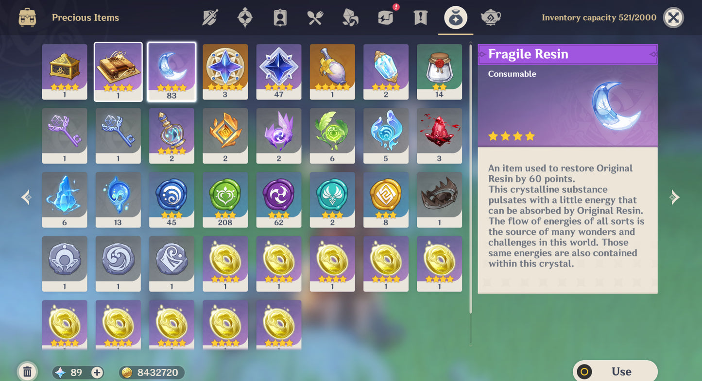 [Nivel 54] ✨ Ayato + Hu Tao + Xianyun + Zhong Li + Mualani + Tighnari + Diluc + Mona + Aloy + Llave de Coronacion