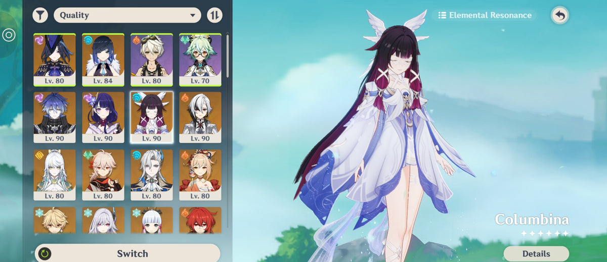 NA AR57| Zibai + Columbina + Flins +Bloodsoaked Ruins , Skirk + Arlecchino + Neuvillette + Yoimiya C1 + Kazuha + Clorinde + Yelan + Raiden Shogun + Ayaka C1 + Klee + Diluc C1 + Tighnari + Keqing + Qiqi + Mizuki + Dehya + Jean