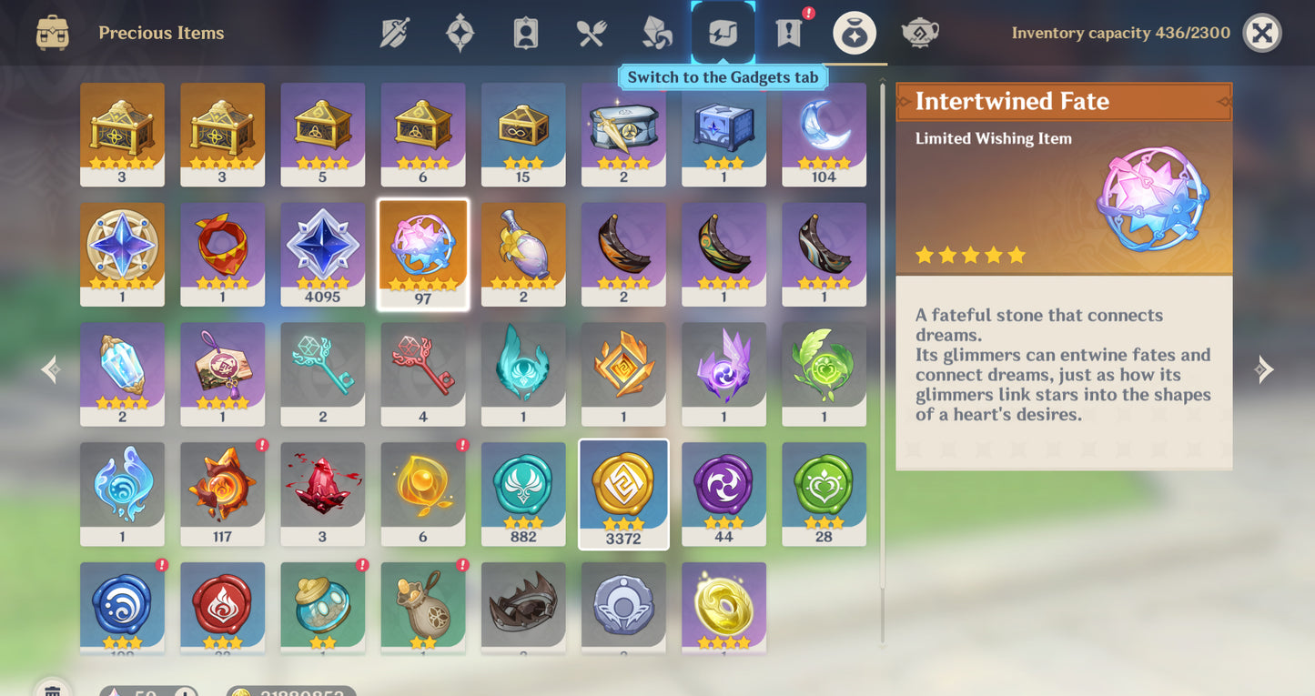 (REROLL + CUMPLEAÑOS LIBRE) Nivel 55 + Columbina + Zibai + Ineffa + Jean + Diluc + Dehya + 97 Destinos Entrelazados ✨