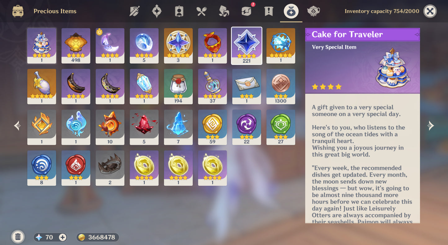 [Nivel 58] Varesa + Arma+ Skirk + Escoffier + Furina + Chasca +Arma + Yelan + Hu Tao + Mona + Tighnari C1 + Dehya + Keqing + Mizuki + Jean