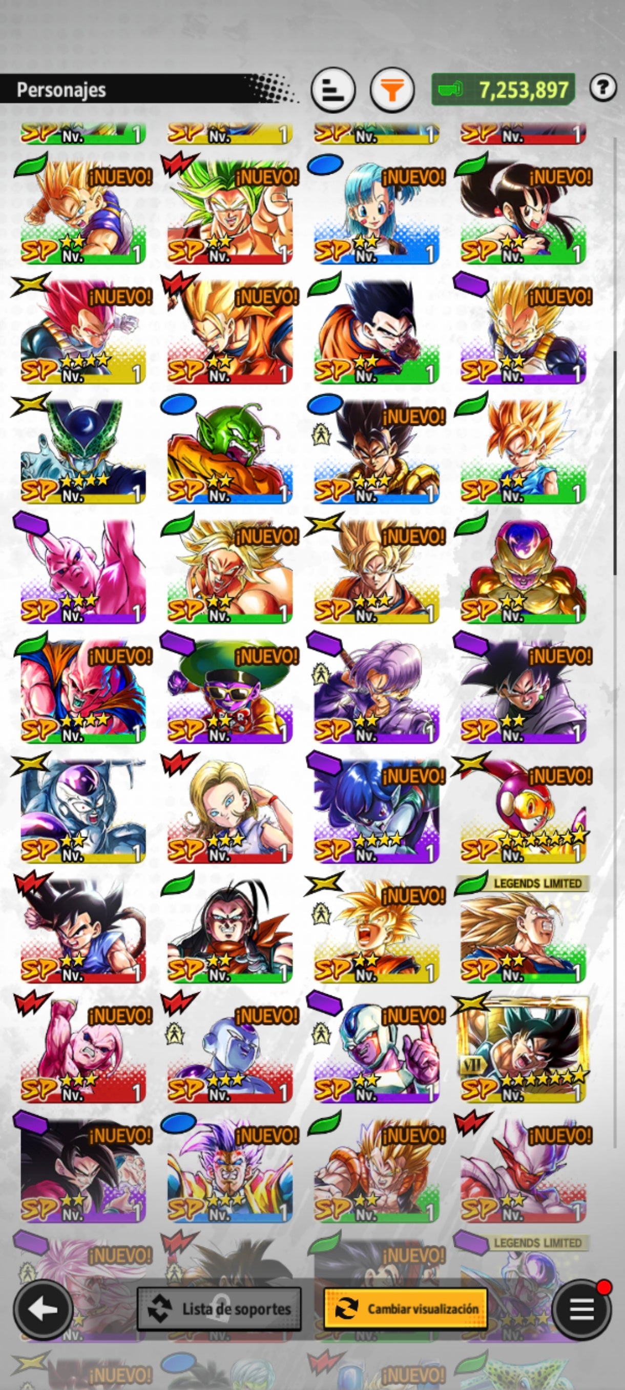 [Solo Android] ⭐️ 5 PERSONAJES ULTRA — SS Dios SS Vegetto + Pre-Ultra Instinto Goku + Golden Freezer + Cell Perfecto + Mitad Corrupto Zamasu fusionado + 21 Legends Limited