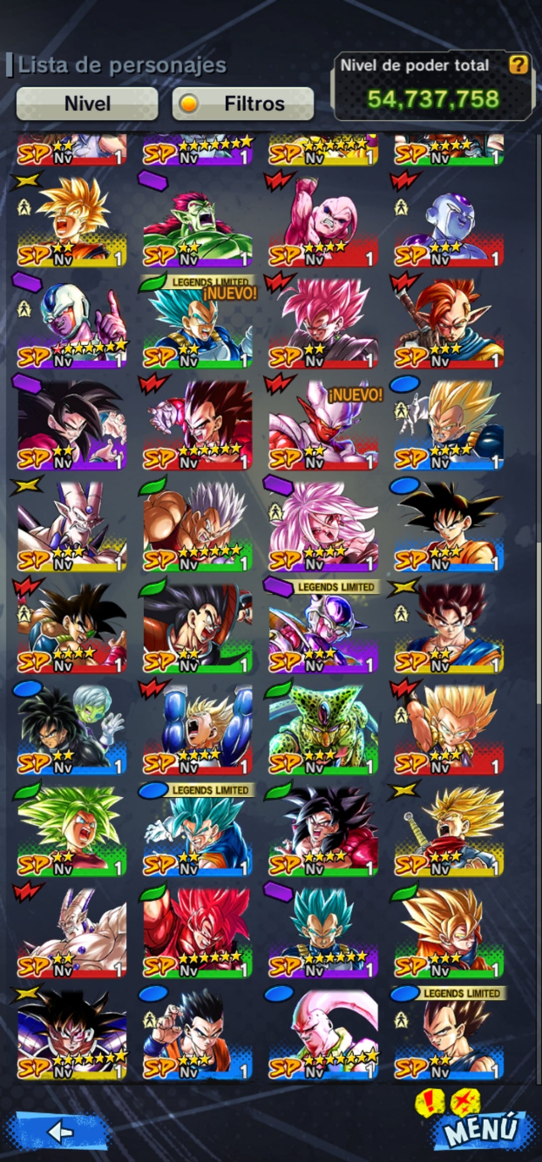 [ANDROID / IPHONE] ⭐️6 ULTRAS ⭐️Super Saiyan GOD SS Vegetto + Super Vegetto + Majin Vegeta + Pre Ultrainstinto Goku + Golden Freezer + Majin Buu puro 3 estrellas rojas +  23 LEGENDS LIMITED⭐️
