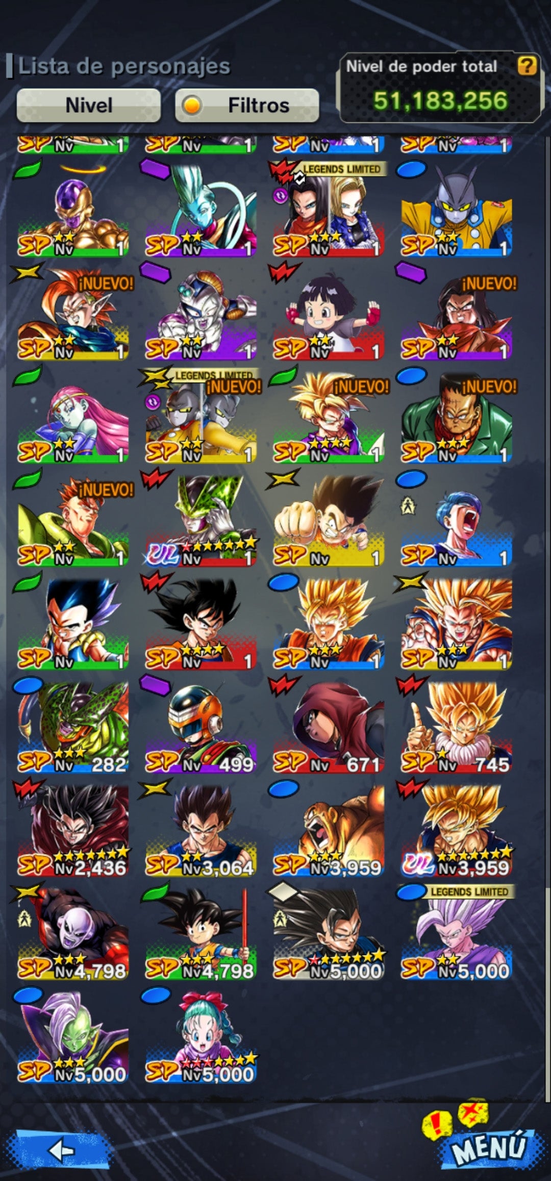 [Solo Android] ⭐️ CELL PERFECTO + 1 ESTRELLA ROJA (UL)⭐️ + 💎70,370 Cronocristales💎 + 6+ LL